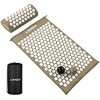 Lixada Estera de Acupresión y Almohada Kit con 2 Bolas de Masaje de Punta para Alivio del Dolor Muscular del Espalda